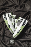 #H12纯原 AJ4 Jordan Air Jordan 4 “Oil Green” 鼠尾草海盐 白绿黑 复古篮球鞋 AQ9129-103
