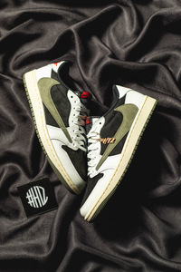 #H12纯原 TS AJ1 Travis Scott x Jordan Air Jordan 1 Low “Olive” 黑绿 橄榄绿 倒钩5.0 DZ4137-106