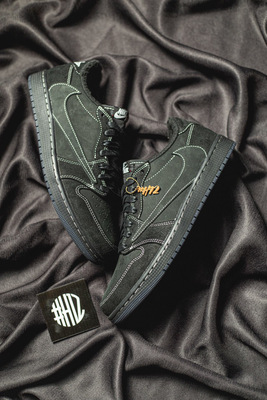 #H12纯原 TS AJ1 Travis Scott x Air Jordan 1 Low OG “Black/Phantom” 黑武士 潮流复古篮球鞋 黑色 倒钩4.0 DM7866-001