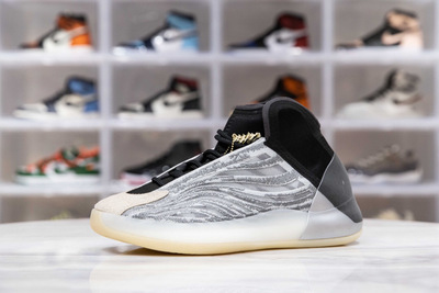 H12纯原 Yeezy basketball "Quantum" 椰子篮球鞋 黑灰 拼接 休闲版