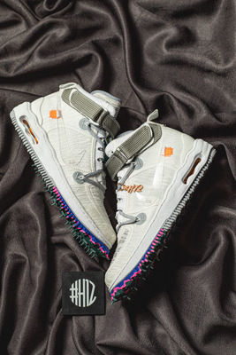 H12纯原 Off-White x Nike Air Force 1 Mid 中帮休闲板鞋 白灰 解构