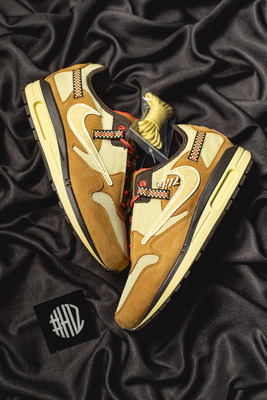 #H12纯原 Travis Scott x Nike Air Max 1 低帮经典复古跑步鞋 TS 经典倒钩 小麦配色