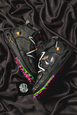 H12纯原 Off-White x Nike Air Force 1 Mid 中帮休闲板鞋 黑灰色 解构