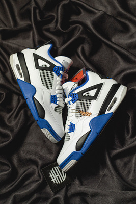 #H12纯原 Air Jordan 4 retro motorsports 赛车蓝 2017年版 复古篮球鞋 308497-117