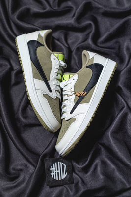 #H12纯原 Travis Scott x Jordan Air Jordan 1 Low Golf 倒钩6.0 棕白 低帮 高尔夫球鞋 TS AJ1 FZ3124-200